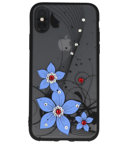 Blauw Diamant Narcis Back Cover Hoesje voor iPhone X