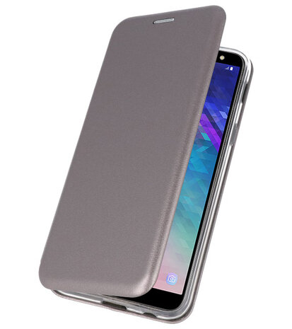 Grijs Premium Folio Booktype Hoesje voor Samsung Galaxy A6 2018