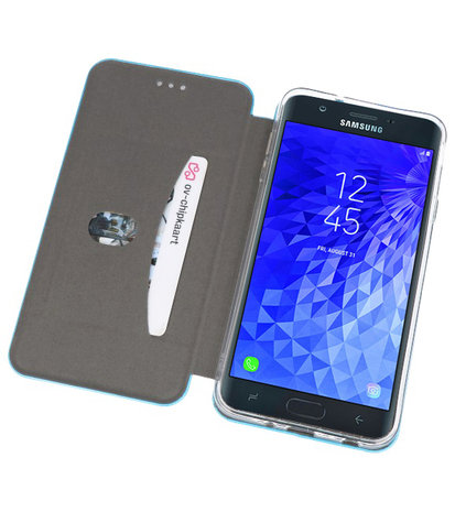 Blauw Premium Folio Booktype Hoesje voor Samsung Galaxy J7 2018