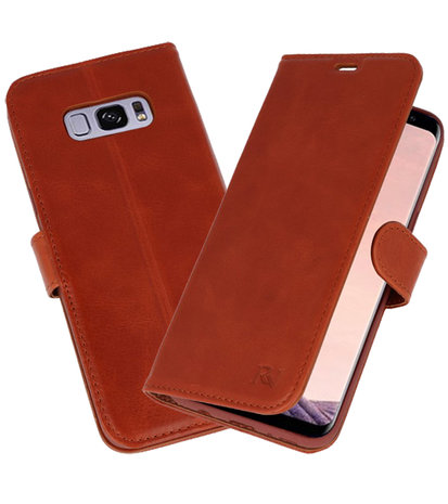 Bruin Rico Vitello Echt Leren Bookstyle Wallet Hoesje voor Samsung Galaxy S8 Plus