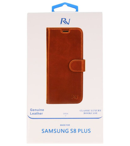 Bruin Rico Vitello Echt Leren Bookstyle Wallet Hoesje voor Samsung Galaxy S8 Plus