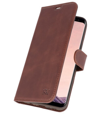 Mocca Rico Vitello Echt Leren Bookstyle Wallet Hoesje voor Samsung Galaxy S8 Plus