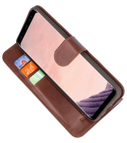 Mocca Rico Vitello Echt Leren Bookstyle Wallet Hoesje voor Samsung Galaxy S8 Plus