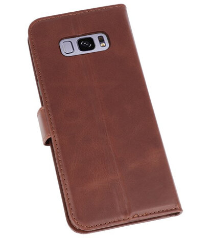 Mocca Rico Vitello Echt Leren Bookstyle Wallet Hoesje voor Samsung Galaxy S8 Plus