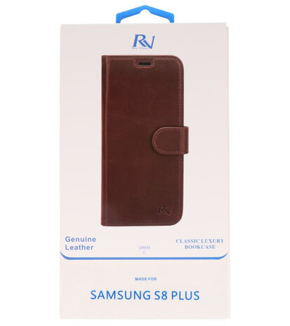 Mocca Rico Vitello Echt Leren Bookstyle Wallet Hoesje voor Samsung Galaxy S8 Plus