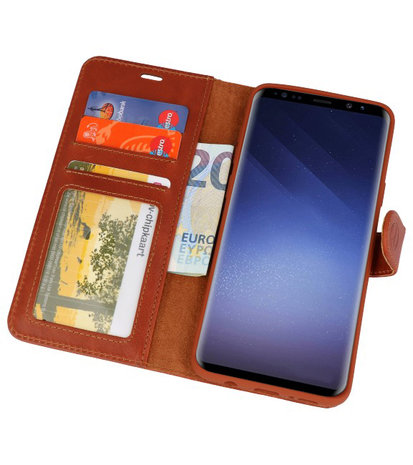 Bruin Rico Vitello Echt Leren Bookstyle Wallet Hoesje voor Samsung Galaxy S9 Plus