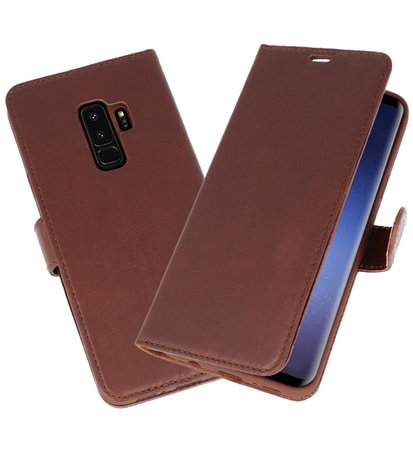 Mocca Rico Vitello Echt Leren Bookstyle Wallet Hoesje voor Samsung Galaxy S9 Plus