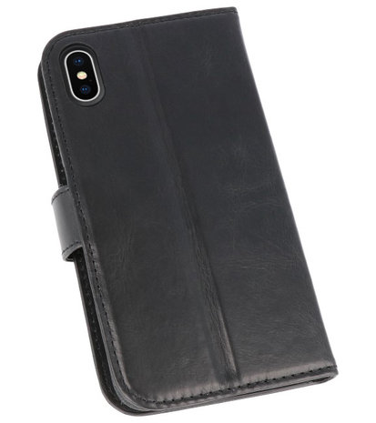 Zwart Rico Vitello Echt Leren Bookstyle Wallet Hoesje voor iPhone X