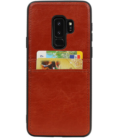 Bruin Back Cover 2 Pasjes Hoesje voor Samsung Galaxy S9 Plus