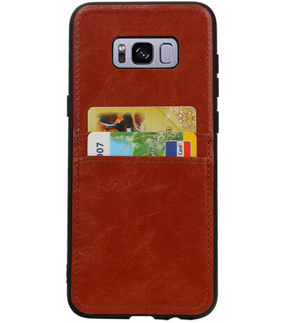 Bruin Back Cover 2 Pasjes Hoesje voor Samsung Galaxy S8 Plus