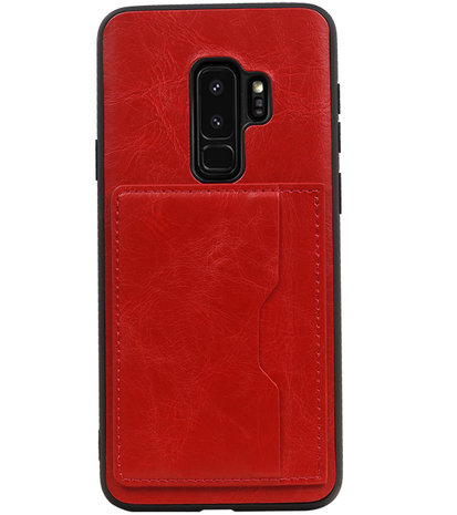 Rood Staand Back Cover 2 Pasjes Hoesje voor Samsung Galaxy S9 Plus