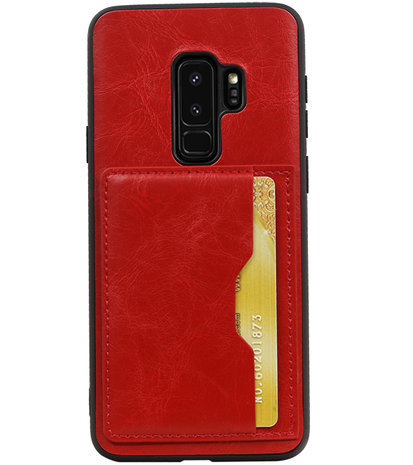 Rood Staand Back Cover 2 Pasjes Hoesje voor Samsung Galaxy S9 Plus