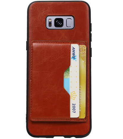 Bruin Staand Back Cover 2 Pasjes Hoesje voor Galaxy S8 Plus 