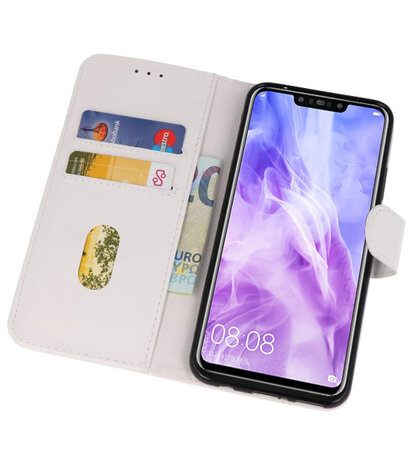 Wit Bookstyle Wallet Cases Hoesje voor Huawei Nova 3 