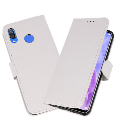 Wit Bookstyle Wallet Cases Hoesje voor Huawei Nova 3 