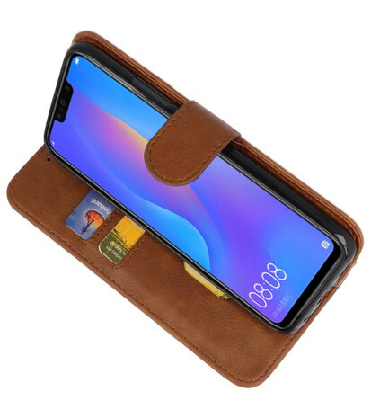 Bruin Bookstyle Wallet Cases Hoesje voor Huawei P Smart Plus