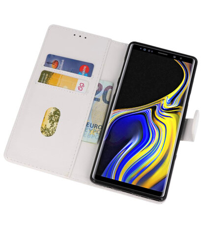 Wit Bookstyle Wallet Cases Hoesje voor Samsung Galaxy Note 9