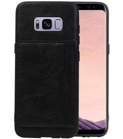 Zwart Staand Back Cover 1 Pasje Hoesje voor Samsung Galaxy S8