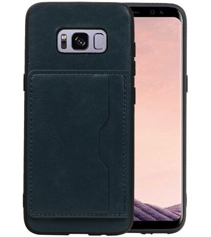 Navy Staand Back Cover 1 Pasje Hoesje voor Samsung Galaxy S8