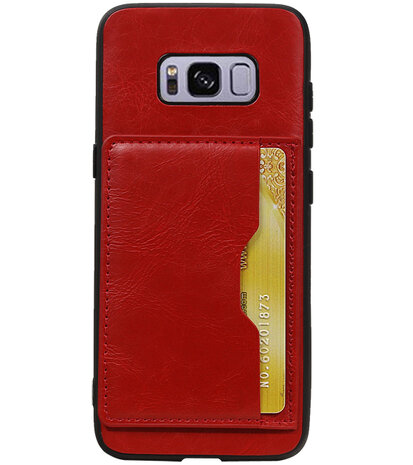 Rood Staand Back Cover 1 Pasje Hoesje voor Samsung Galaxy S8 