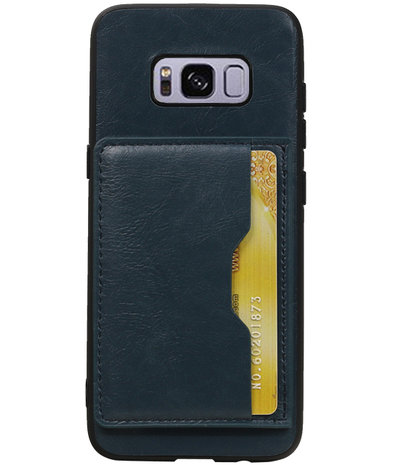 Navy Staand Back Cover 1 Pasje Hoesje voor Samsung Galaxy S8