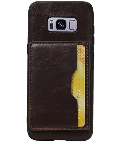 Mocca Staand Back Cover 1 Pasje Hoesje voor Samsung Galaxy S8