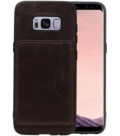 Mocca Staand Back Cover 1 Pasje Hoesje voor Samsung Galaxy S8