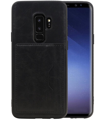 Zwart Staand Back Cover 1 Pasje Hoesje voor Samsung Galaxy S9 Plus