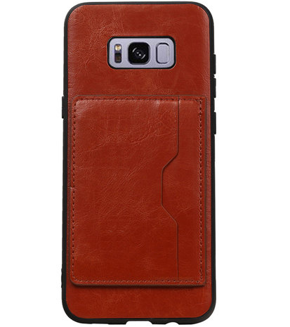 Bruin Staand Back Cover 1 Pasje Hoesje voor Samsung Galaxy S8 Plus