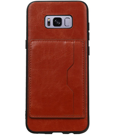 Bruin Staand Back Cover 1 Pasje Hoesje voor Samsung Galaxy S8 Plus