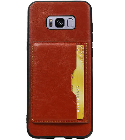 Bruin Staand Back Cover 1 Pasje Hoesje voor Samsung Galaxy S8 Plus