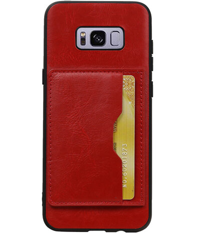 Rood Staand Back Cover 1 Pasje Hoesje voor Samsung Galaxy S8 Plus