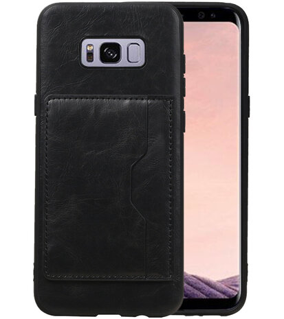 Zwart Staand Back Cover 1 Pasje Hoesje voor Samsung Galaxy S8 Plus