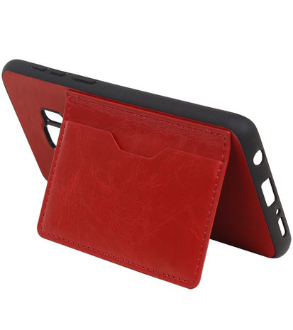 Rood Staand Back Cover 1 Pasje Hoesje voor Samsung Galaxy S9