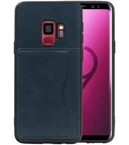 Navy Staand Back Cover 1 Pasje Hoesje voor Samsung Galaxy S9