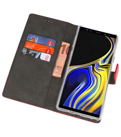 Rood Wallet Cases Hoesje voor Samsung Galaxy Note 9