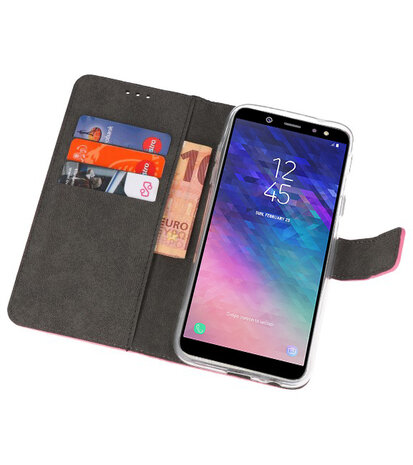 Roze Bookstyle Wallet Cases Hoesje voor Samsung Galaxy A6 (2018)