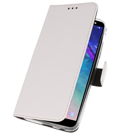 Wit Bookstyle Wallet Cases Hoesje voor Samsung Galaxy A6 (2018)