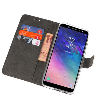 Wit Bookstyle Wallet Cases Hoesje voor Samsung Galaxy A6 (2018)