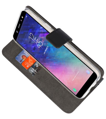 Zwart Bookstyle Wallet Cases Hoesje voor Samsung Galaxy A6 (2018)