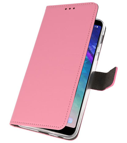 Roze Bookstyle Wallet Cases Hoesje voor Samsung Galaxy A6 Plus (2018)