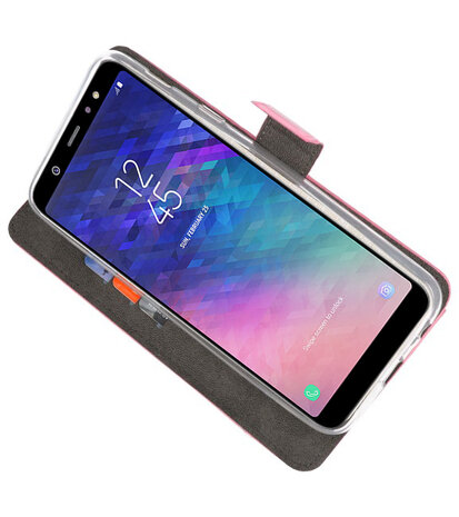 Roze Bookstyle Wallet Cases Hoesje voor Samsung Galaxy A6 Plus (2018)