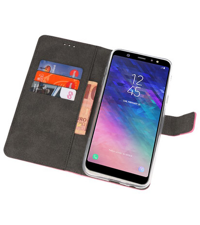 Roze Bookstyle Wallet Cases Hoesje voor Samsung Galaxy A6 Plus (2018)