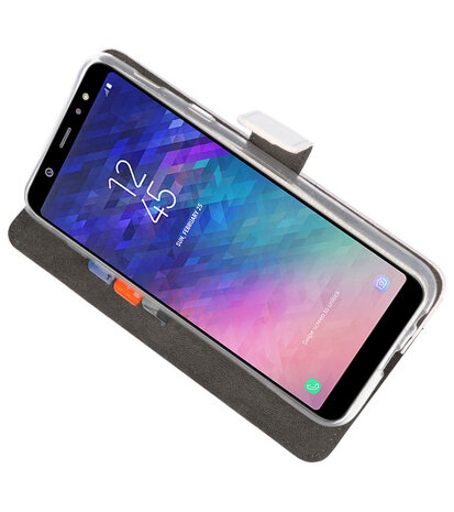 Wit Bookstyle Wallet Cases Hoesje voor Samsung Galaxy A6 Plus (2018)