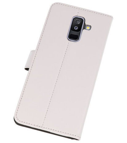 Wit Bookstyle Wallet Cases Hoesje voor Samsung Galaxy A6 Plus (2018)
