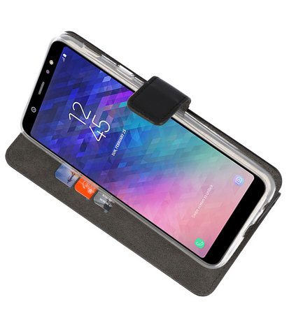 Zwart Bookstyle Wallet Cases Hoesje voor Samsung Galaxy A6 Plus (2018) 