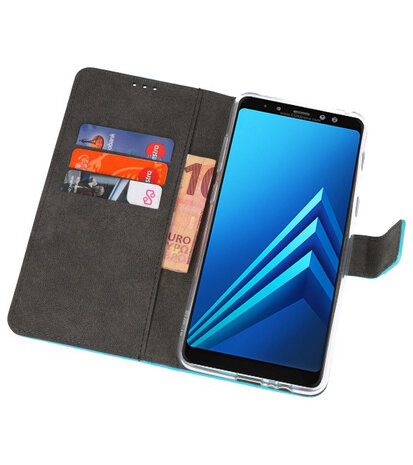 Blauw Wallet Cases Hoesje voor Samsung Galaxy A8 Plus 2018