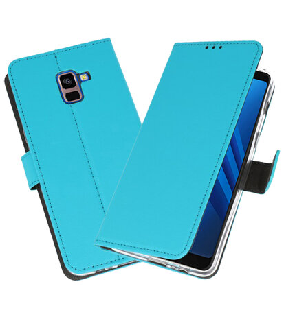 Blauw Wallet Cases Hoesje voor Samsung Galaxy A8 Plus 2018