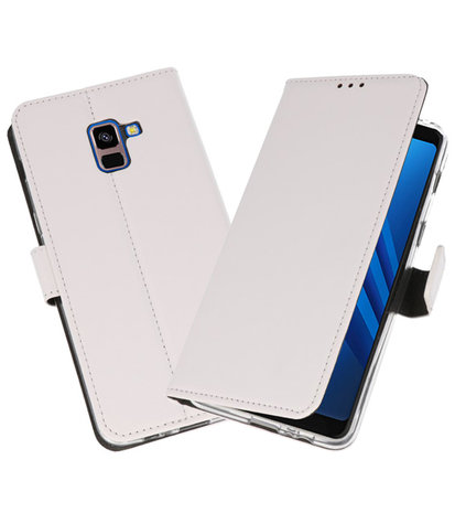 Wit Wallet Cases Hoesje voor Samsung Galaxy A8 Plus 2018