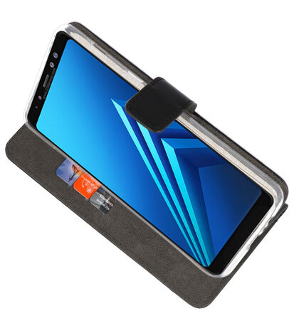 Zwart Wallet Cases Hoesje voor Samsung Galaxy A8 Plus 2018